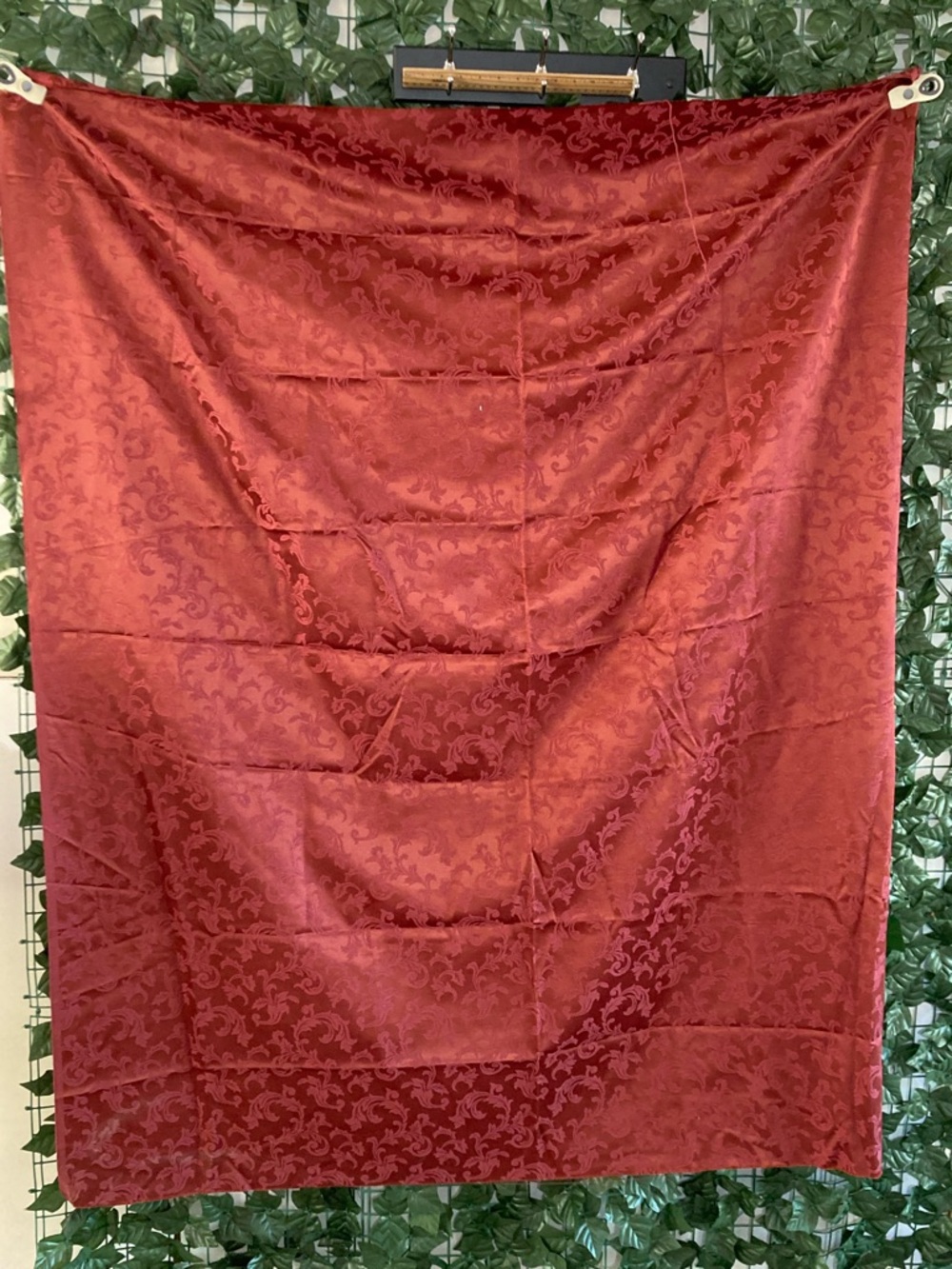 Red‎ Jacquard Damask Fabric Panel approx 1.5 yards 11.6 oz